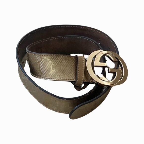 Gucci interlocking phyton belt in gold size - Picture 1 of 6